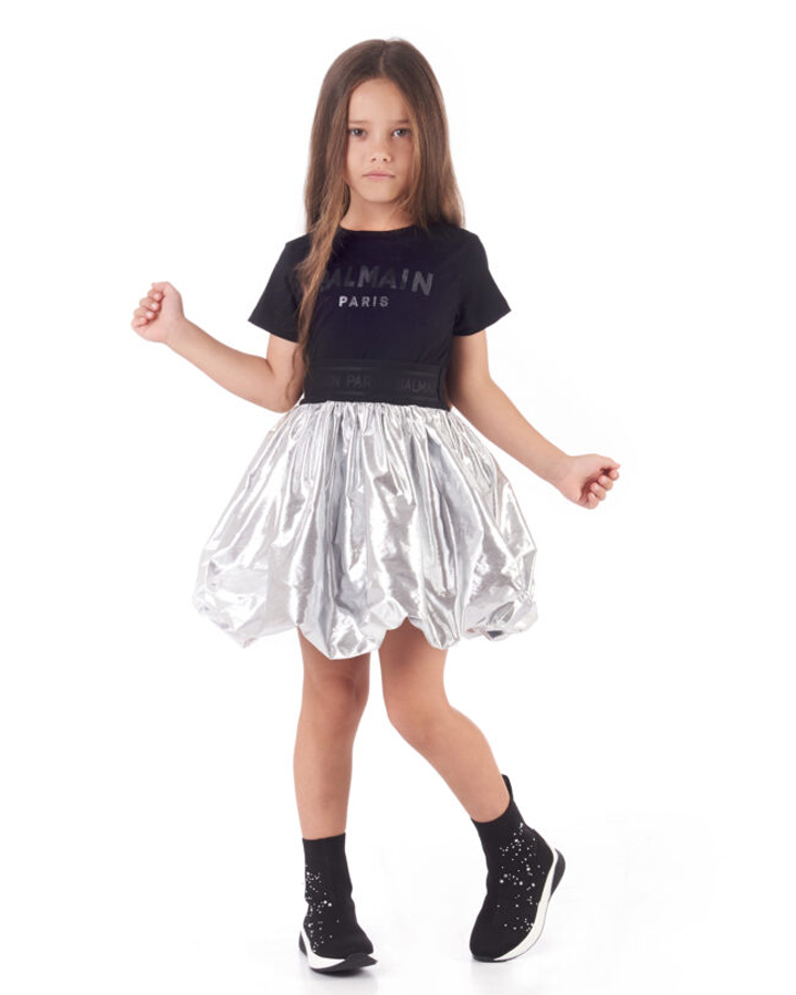 Платье с серебристой юбкой Balmain детское, размер 152, цвет нет цвета - фото 2