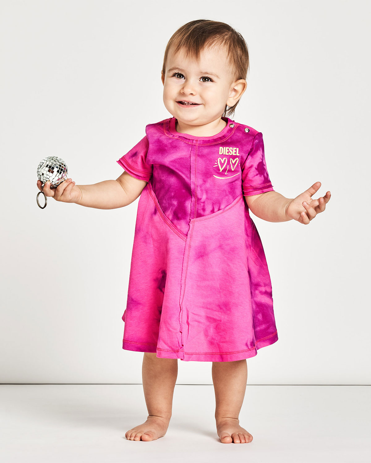 Розовое платье с принтом tie-dye Diesel детское, размер 86, цвет нет цвета - фото 2