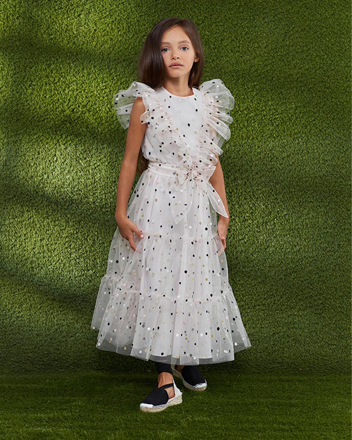 Кремовое платье с рюшами Philosophy детское, размер 140, цвет кремовый - фото 2