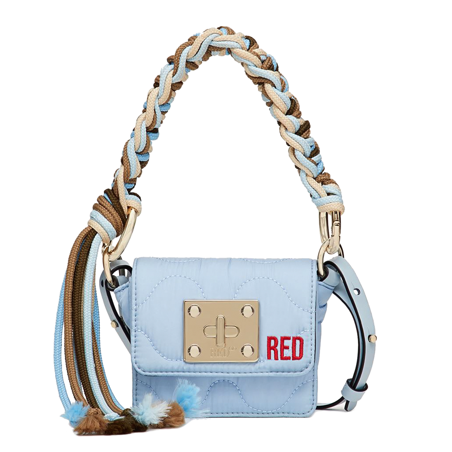 Голубая сумка с плетеной ручкой, 5х11х10 см Red Valentino, размер unica, цвет голубой