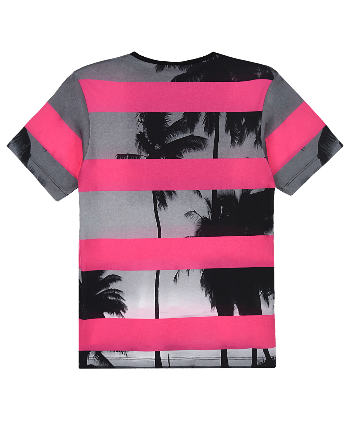 Черно-розовая футболка с принтом "Пальмы" No. 21 детское, размер 164, цвет мультиколор - фото 2