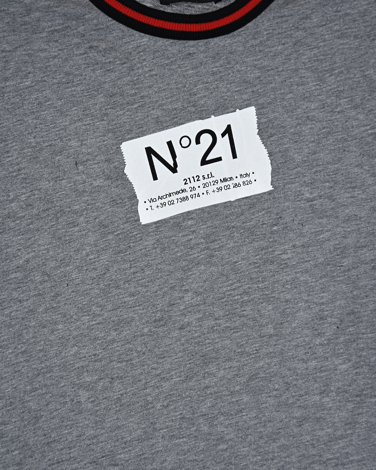 Серая футболка с трикотажным воротом No. 21 детская, размер 128, цвет серый - фото 4