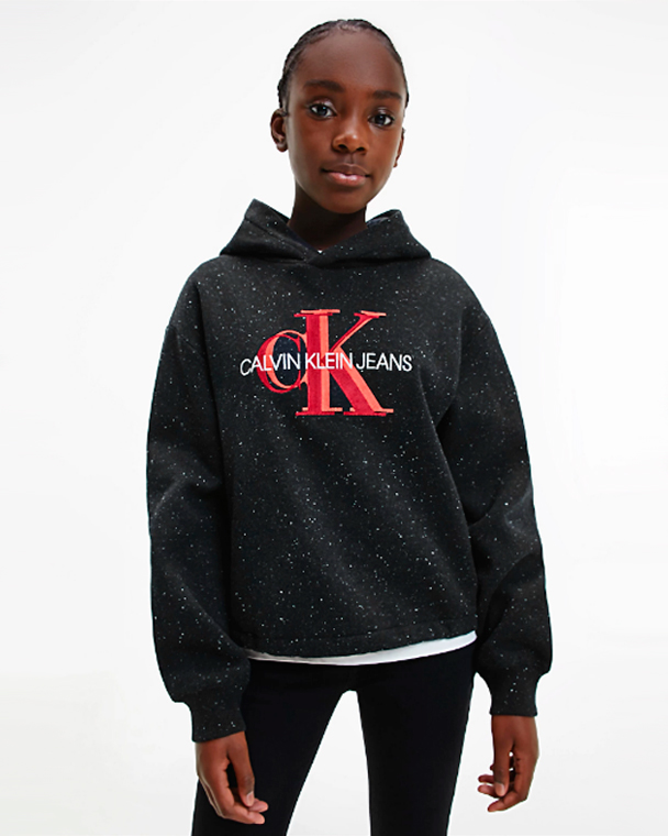 Черная толстовка-худи с красным логотипом Calvin Klein детская, размер 176, цвет черный - фото 2