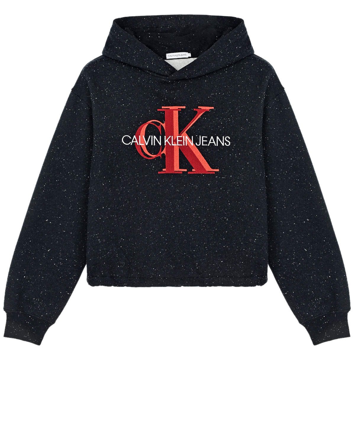 Черная толстовка-худи с красным логотипом Calvin Klein детская, размер 176, цвет черный - фото 1