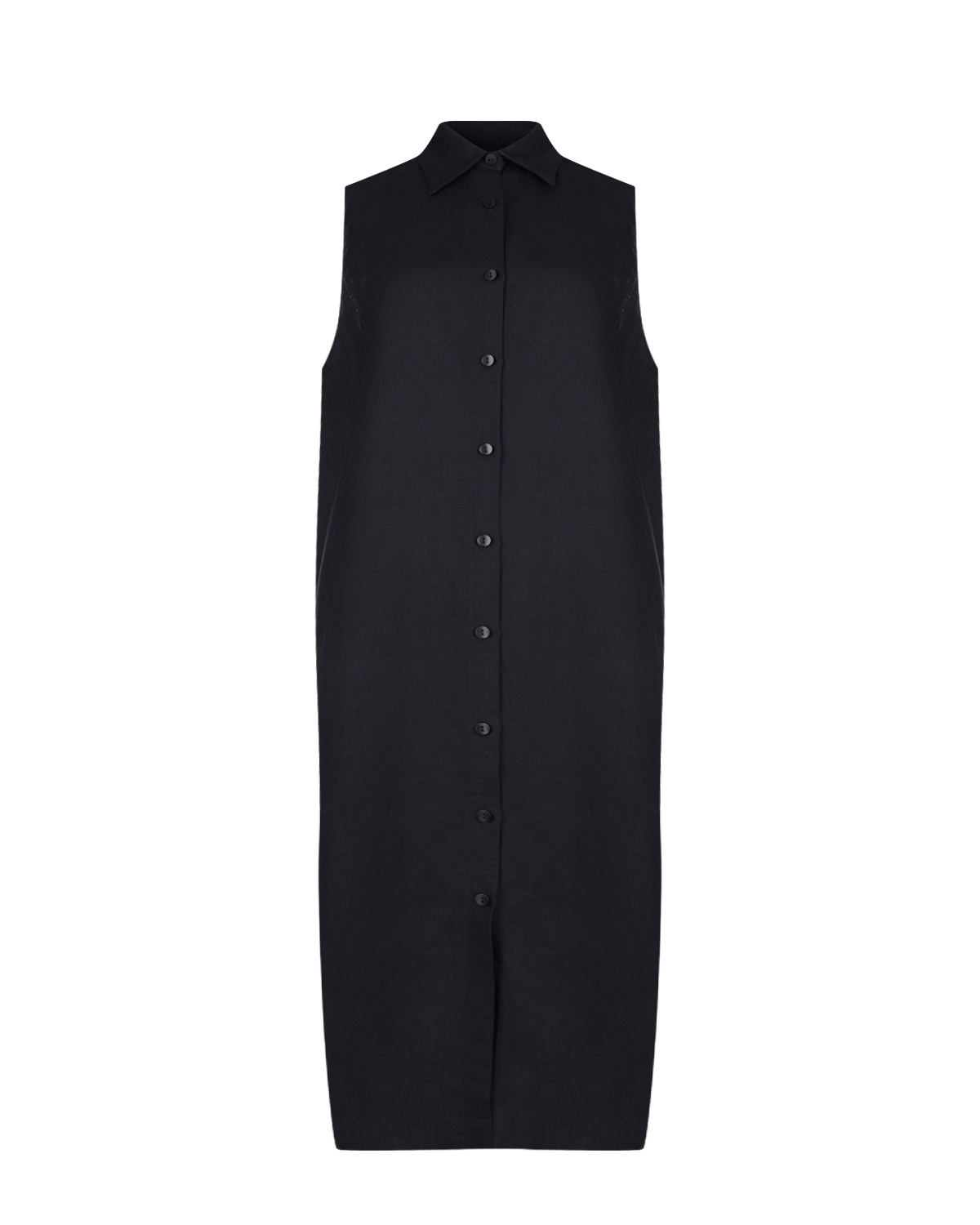 Черное платье-рубашка без рукавов 5 Preview mjolk платье без рукавов шахматы