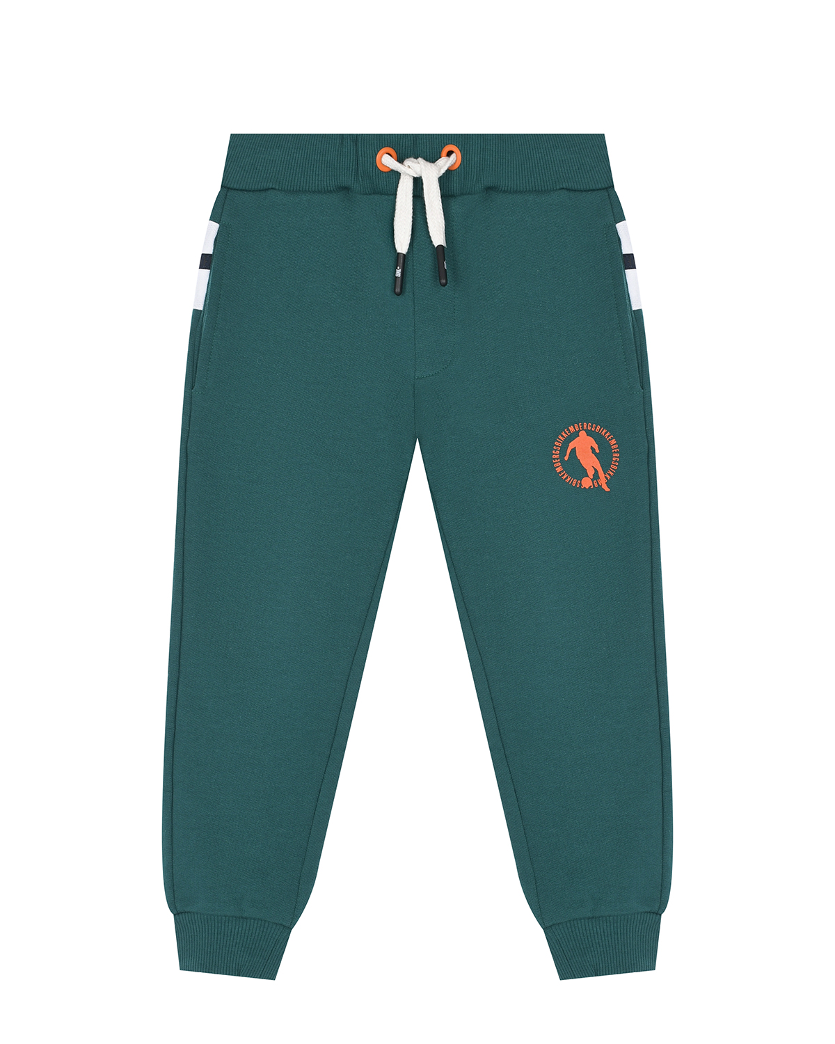 Зеленые спортивные брюки с оранжевым лого Bikkembergs, размер 176, цвет зеленый - фото 1