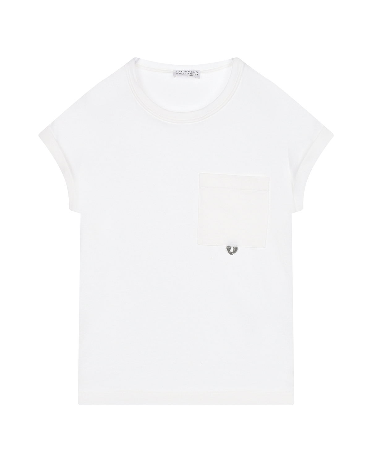 Белая футболка с накладным карманом Brunello Cucinelli, размер 116, цвет белый - фото 1