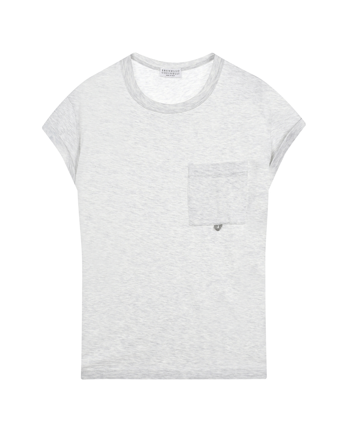 Светло-серая футболка с накладным карманом Brunello Cucinelli, размер 152, цвет серый - фото 1