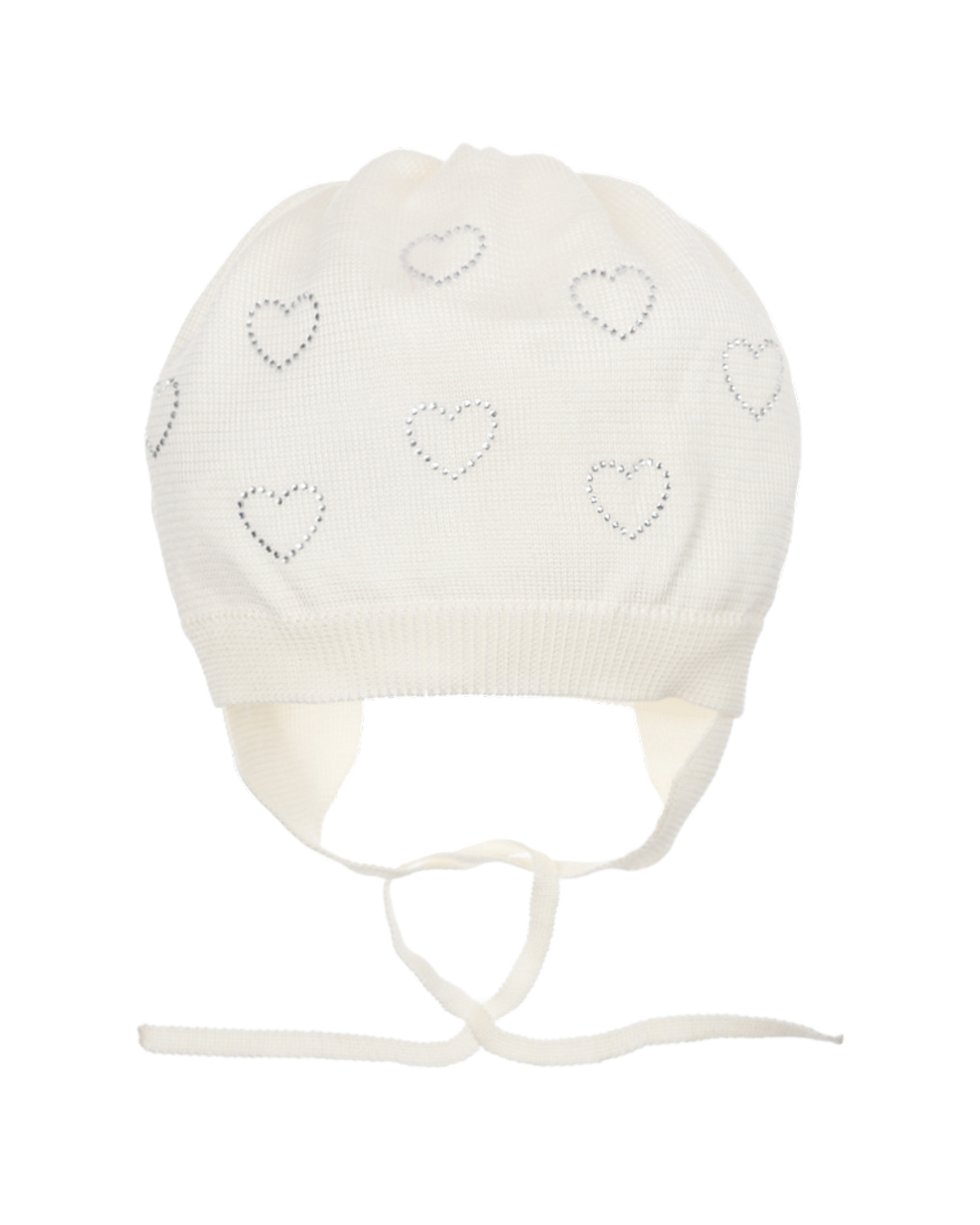 Кремовая шапка с сердечками из стразов Catya, размер 55, цвет кремовый - фото 1