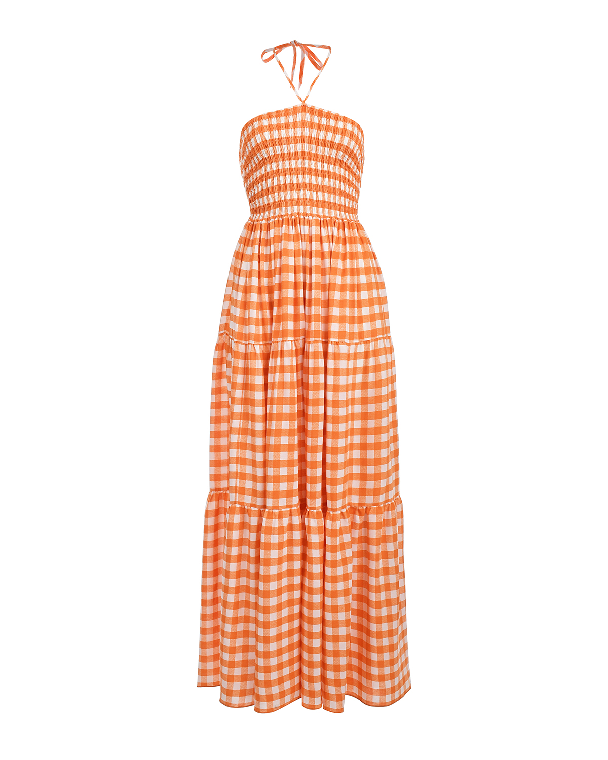 Платье в оранжево-белую клетку Dan Maralex юбка на запах длиной выше колена в черно белую клетку виши