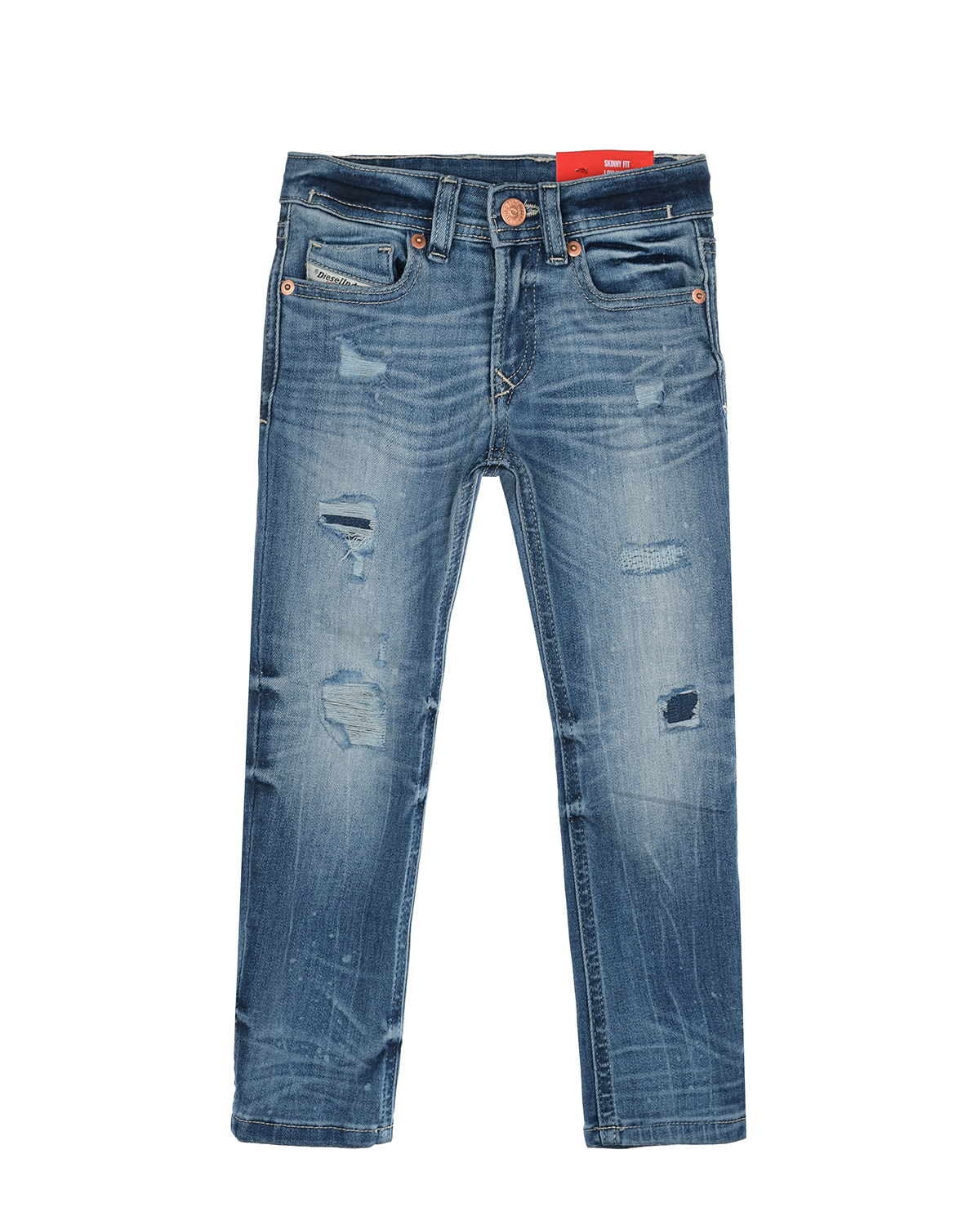 Синие джинсы с разрезами Diesel, размер 164, цвет синий