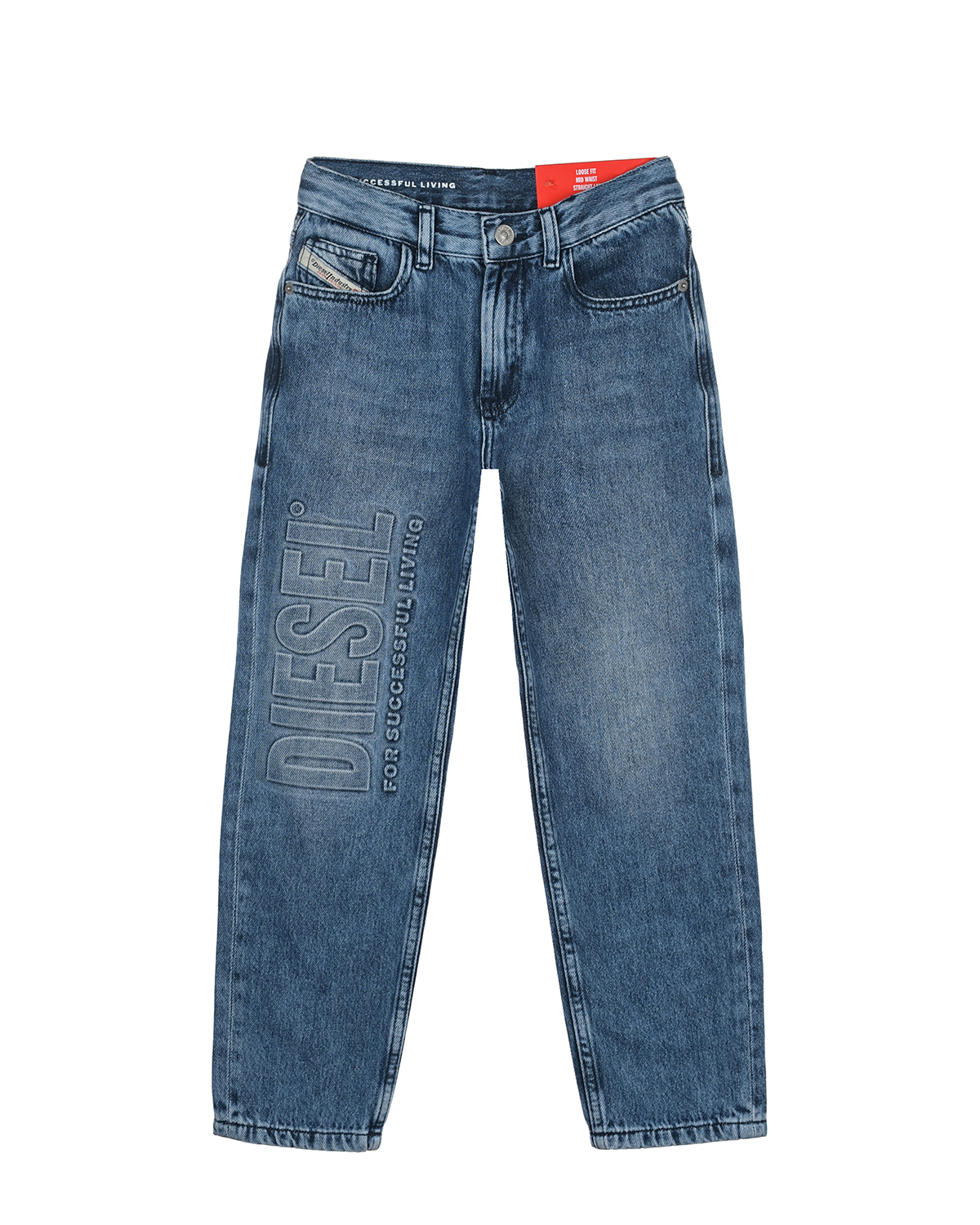 Синие джинсы с лого в тон Diesel, размер 128, цвет синий - фото 1