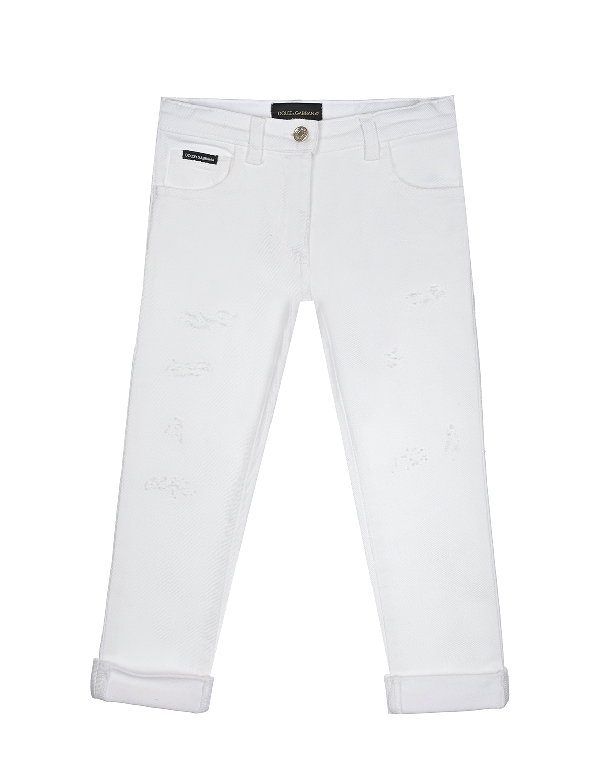 Белые джинсы с отворотами Dolce&Gabbana белые кроссовки с розовыми вставками dolce