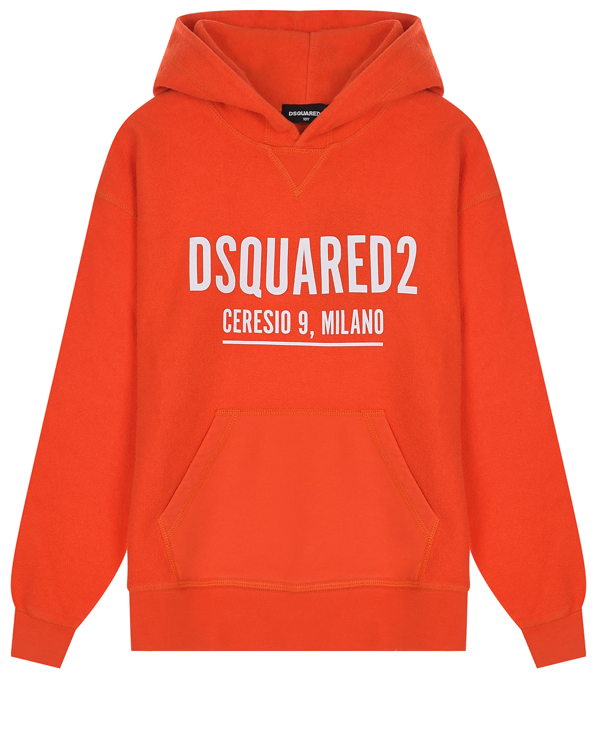 Оранжевая толстовка-худи с белым лого Dsquared2 розовые шорты с зеленым лого dsquared2