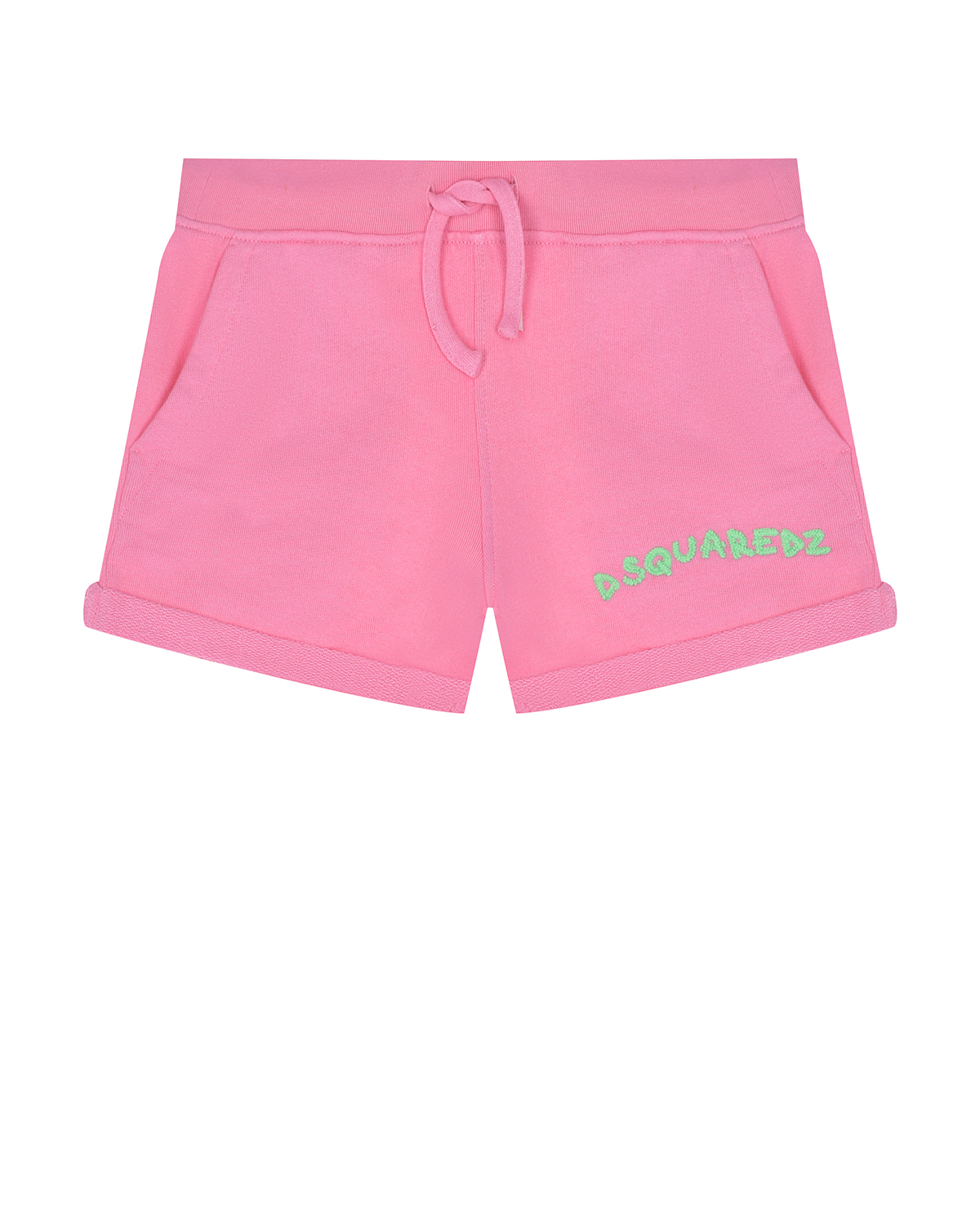 Розовые шорты с зеленым лого Dsquared2 розовые стеганые брюки со сплошным лого naumi