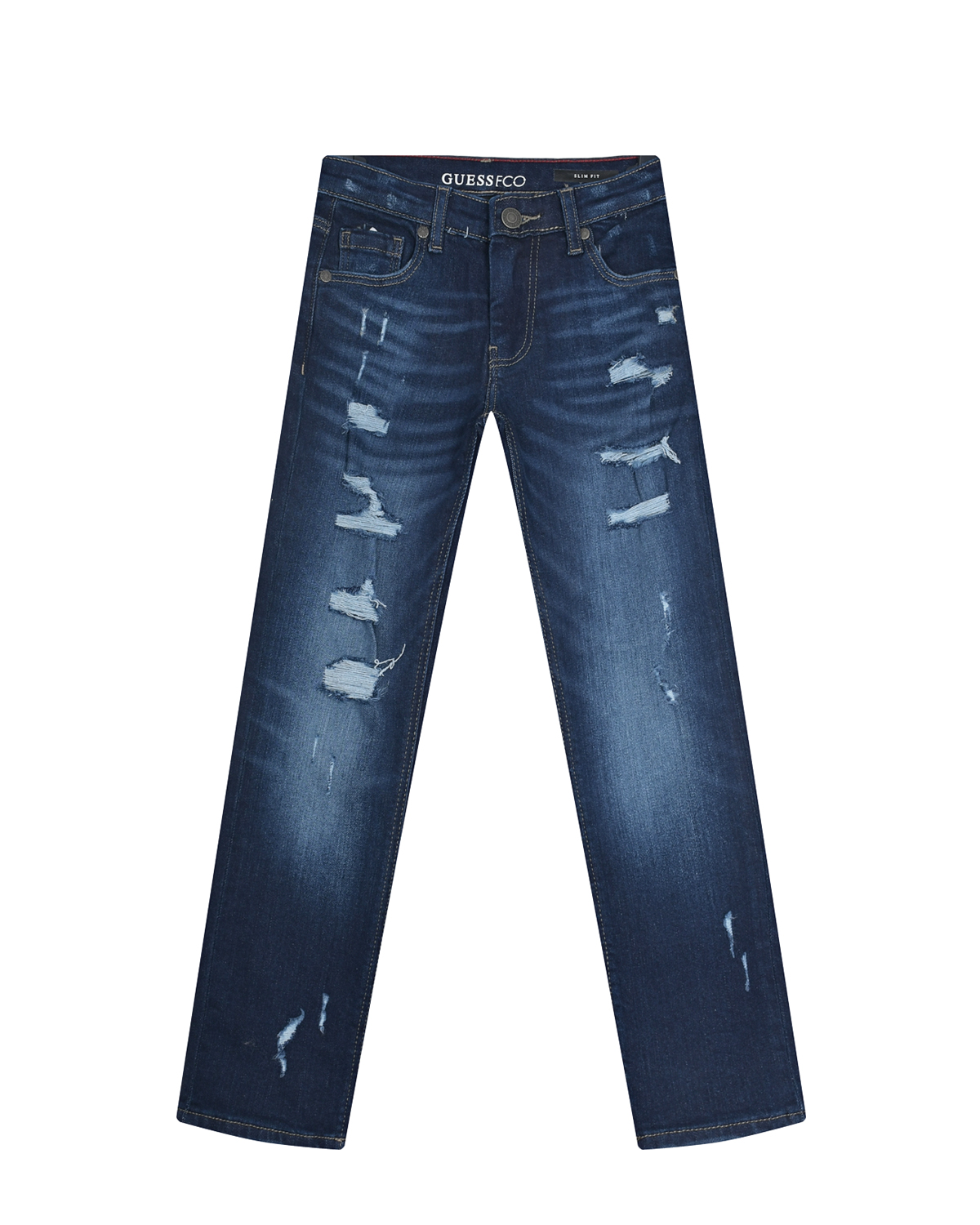 Темно-синие джинсы с разрезами Guess, размер 122, цвет синий