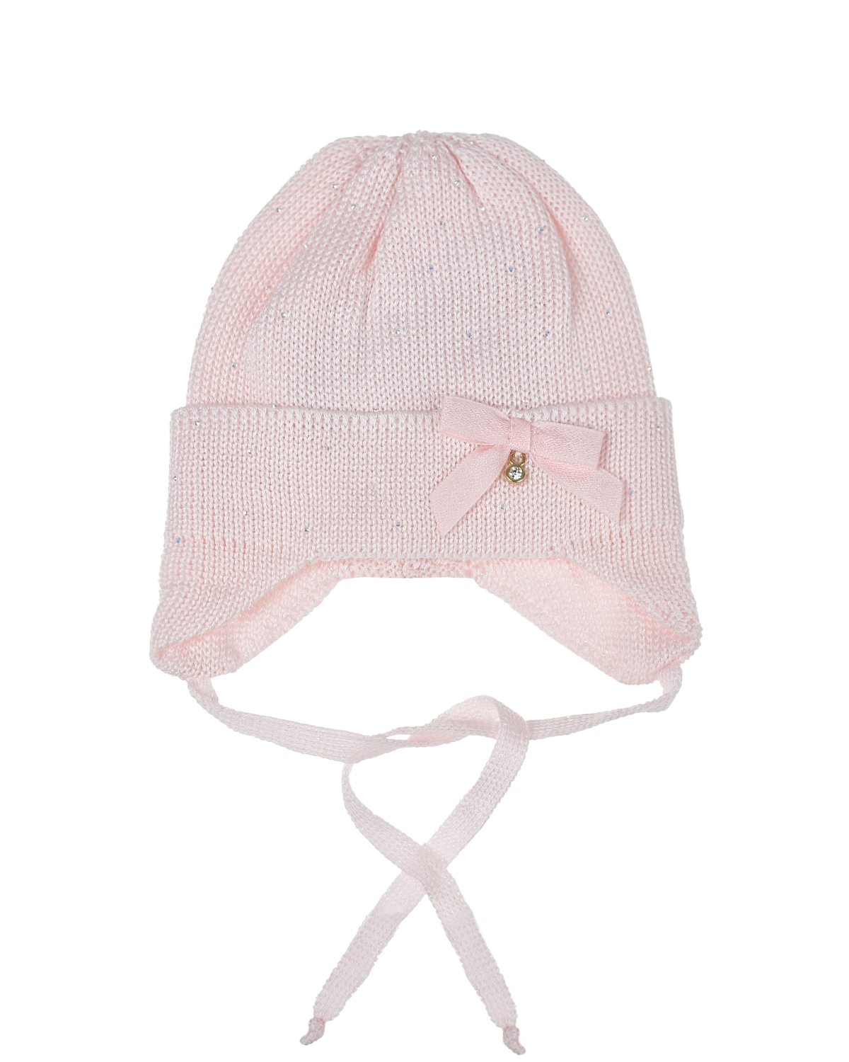 Розовая шапка с бантом Il Trenino розовая вязаная шапка для девочки
