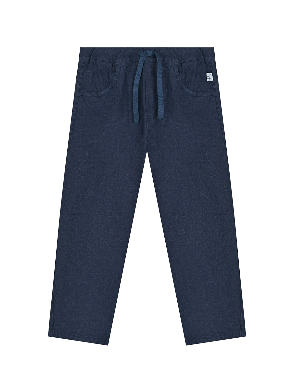 Темно-синие льняные брюки IL Gufo, размер 128, цвет синий