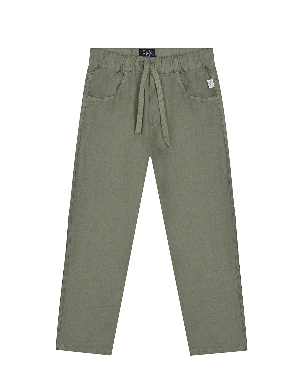 Зеленые льняные брюки IL Gufo, размер 116, цвет зеленый