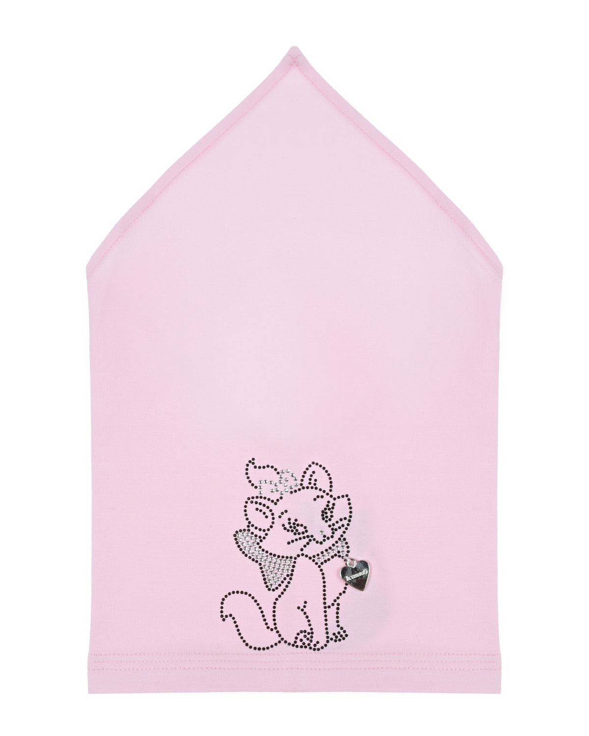 Розовая косынка с кошкой из стразов Il Trenino черная шапка с помпоном и медвежонком из стразов catya детская