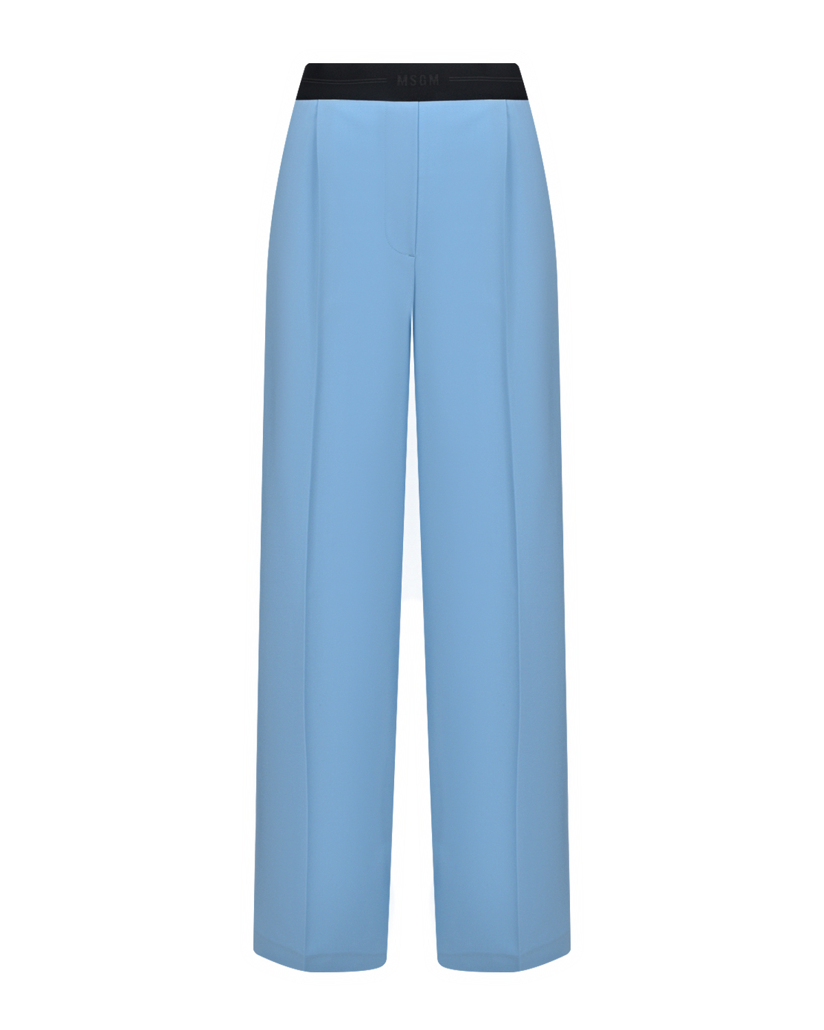 Голубые брюки с черным поясом на резинке MSGM