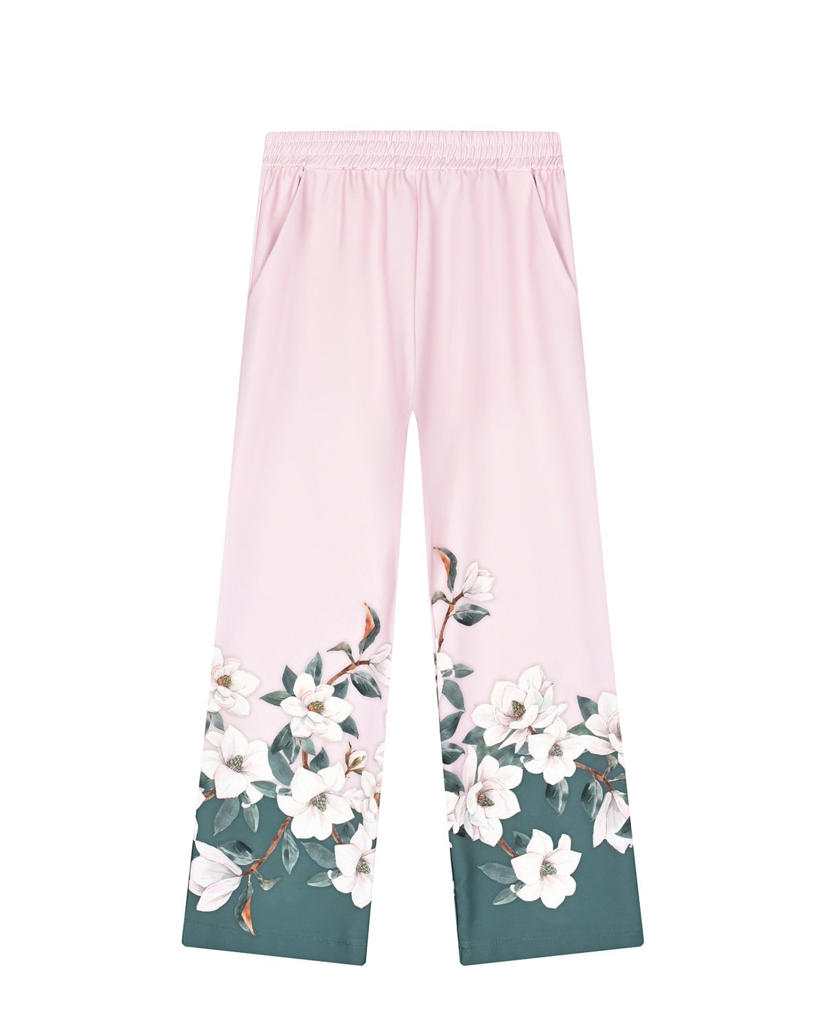 Светло-розовые спортивные брюки с цветочым принтом Monnalisa брюки из плащёвки ko ko ko светло розовые
