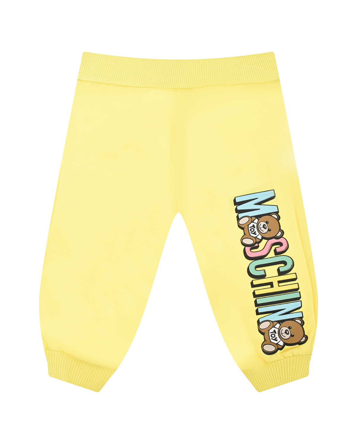 Желтые спортивные брюки с лого Moschino синие спротивные брюки с белым лого dsquared2