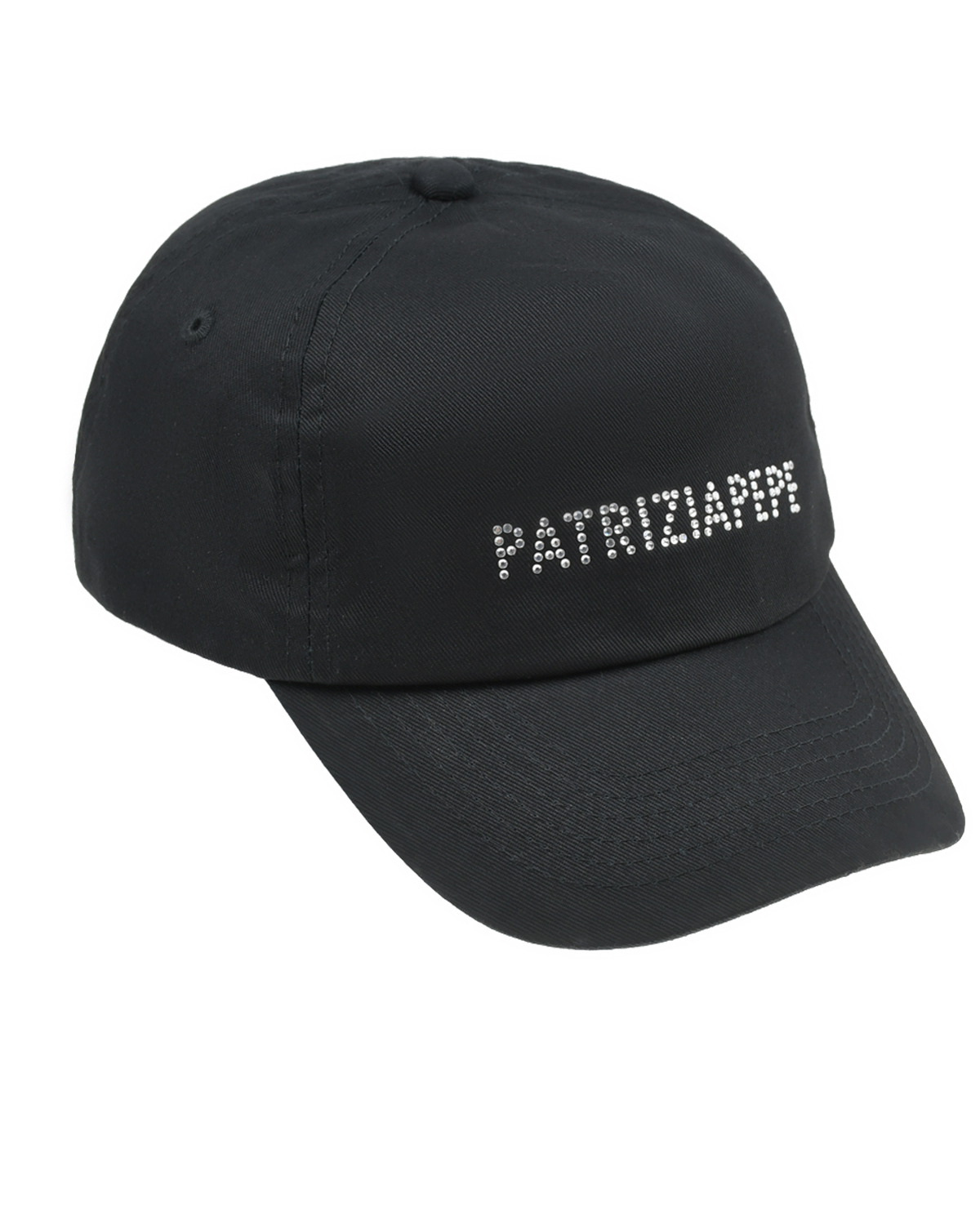 Черная бейсболка с лого из стразов Patrizia Pepe черная шапка с помпоном и медвежонком из стразов catya детская