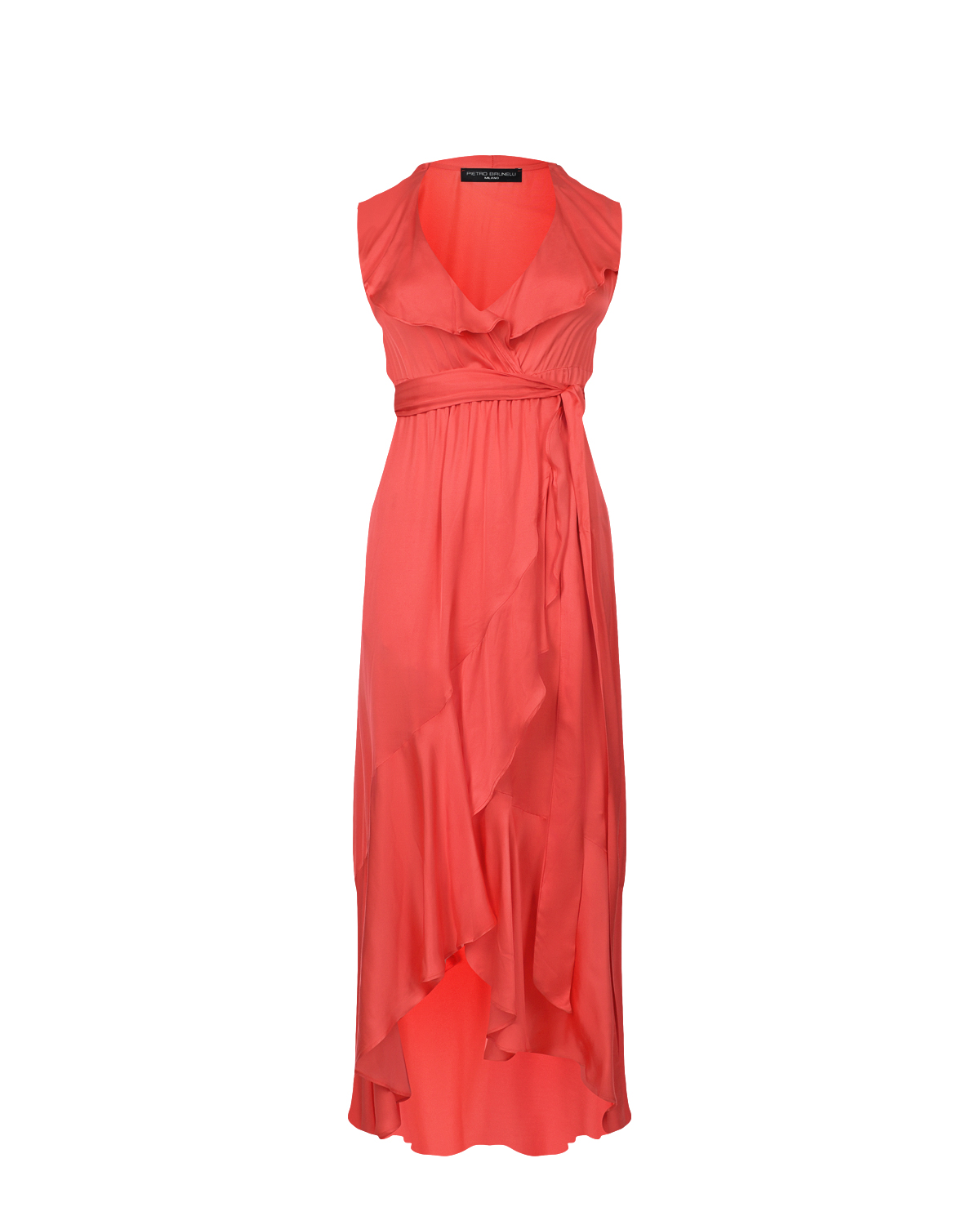 Красное платье с воланом Pietro Brunelli бежевые шорты с поясом на кулиске pietro brunelli