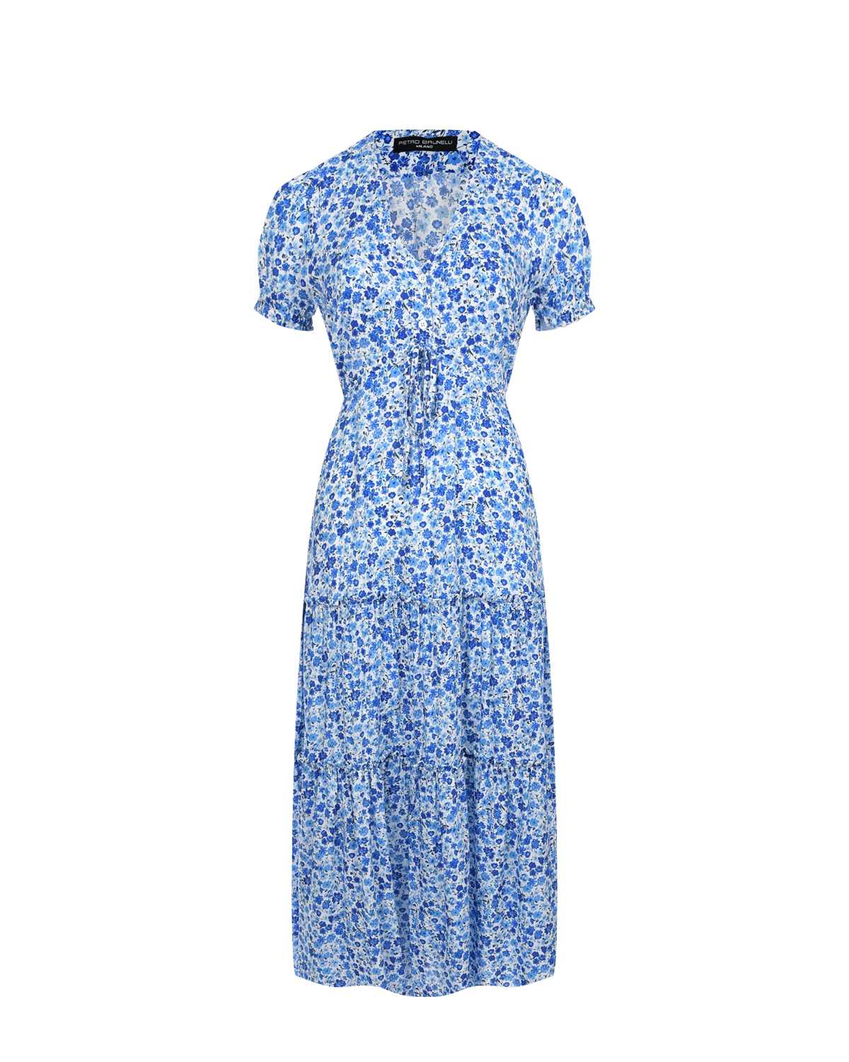 Голубое платье с мелким цветочным принтом Pietro Brunelli голубое поло с принтом gulliver 140