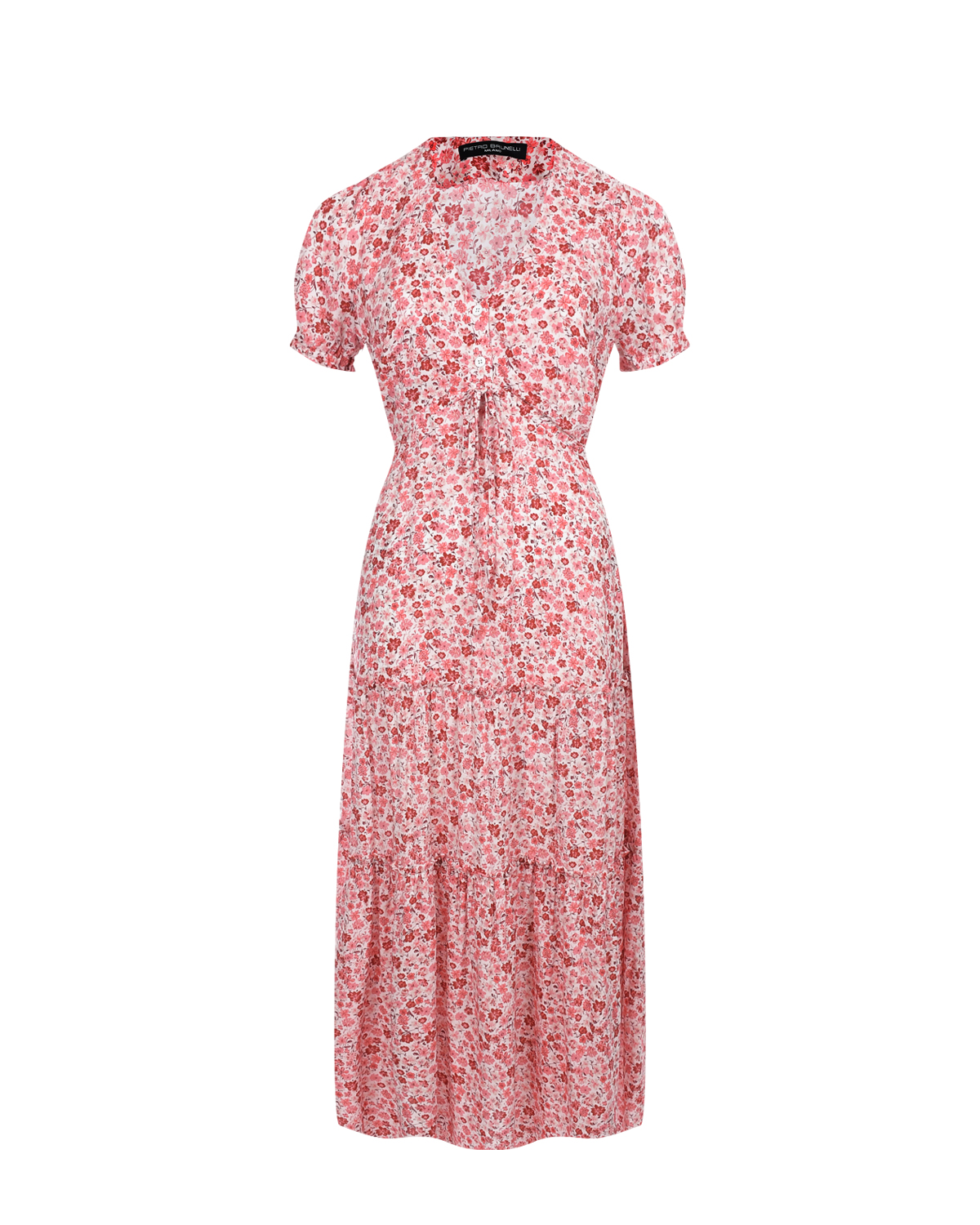 Розовое платье с мелким цветочным принтом Pietro Brunelli платье из вискозы с v образным вырезом молочного а в розовый очек