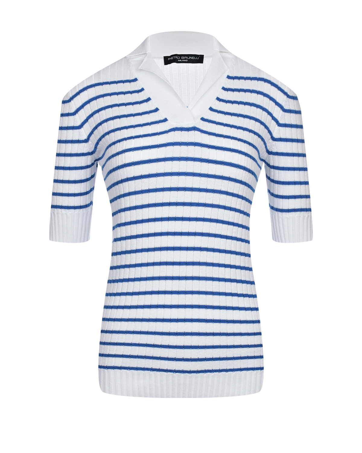 Белая футболка в синюю полоску Pietro Brunelli голубые брюки в полоску для беременных pietro brunelli