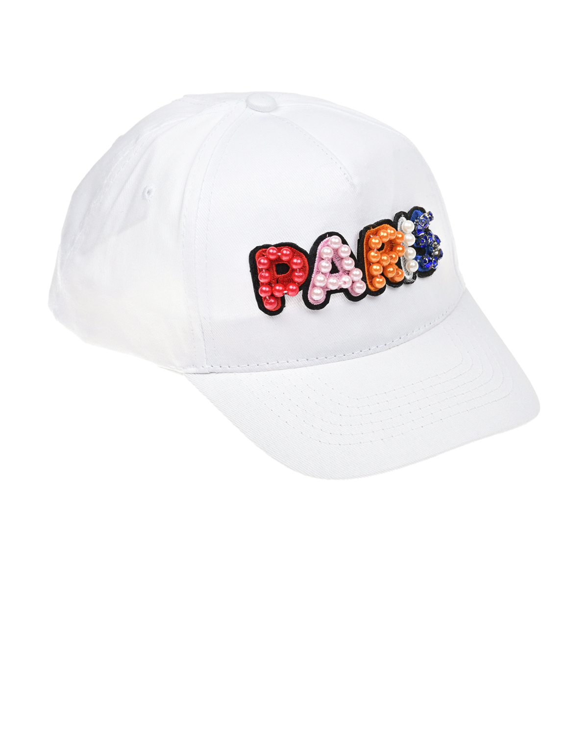Белая кепка с надписью "PARIS" из бусин Regina, размер 54, цвет белый