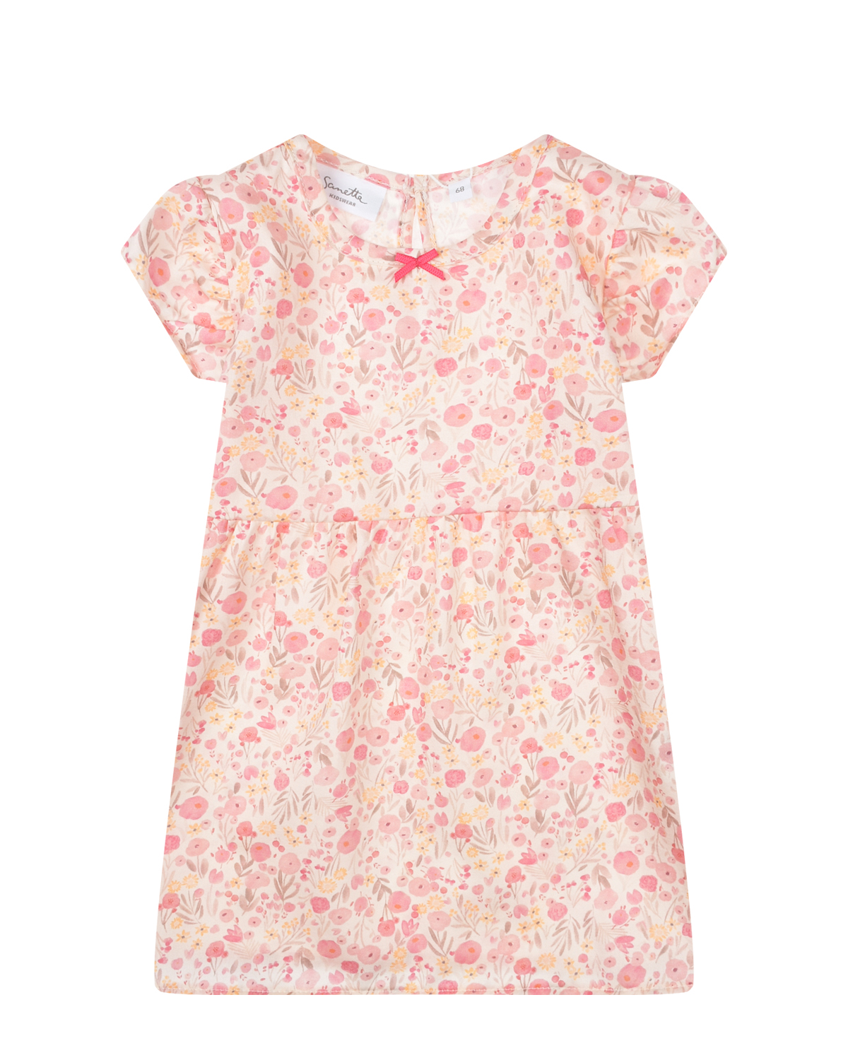 Розовое платье с цветочным принтом Sanetta Kidswear платье для собак кулирка l дс 32 ош 38 42 ог 44 48 розовое с серыми полосками