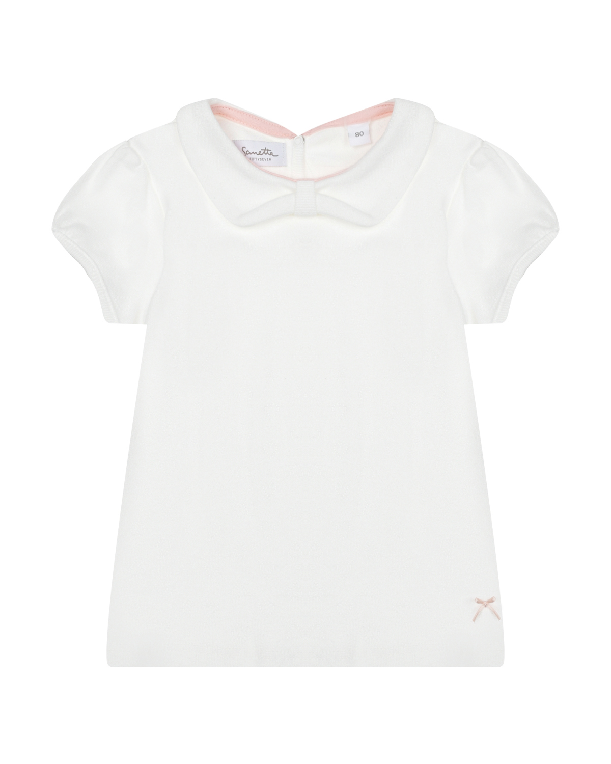 Белая футболка с отложным воротником Sanetta fiftyseven персиковые спортивные брюки с принтом в полоску sanetta fiftyseven детские