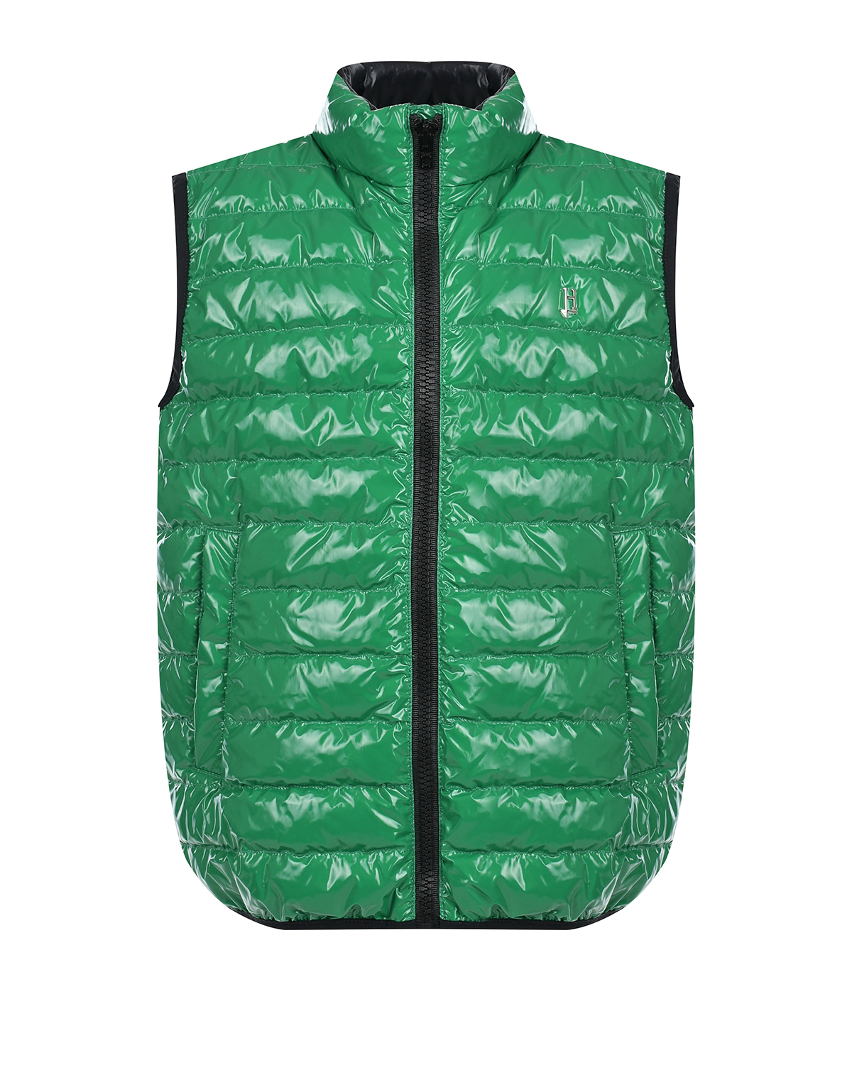 Зеленый глянцевый жилет Herno сиреневая куртка на кнопках herno