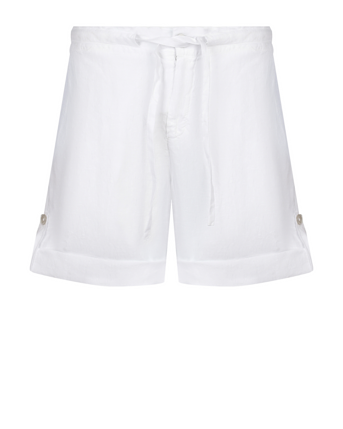 Льняные шорты с поясом на кулиске, белые 120% Lino бежевые шорты с поясом на кулиске pietro brunelli