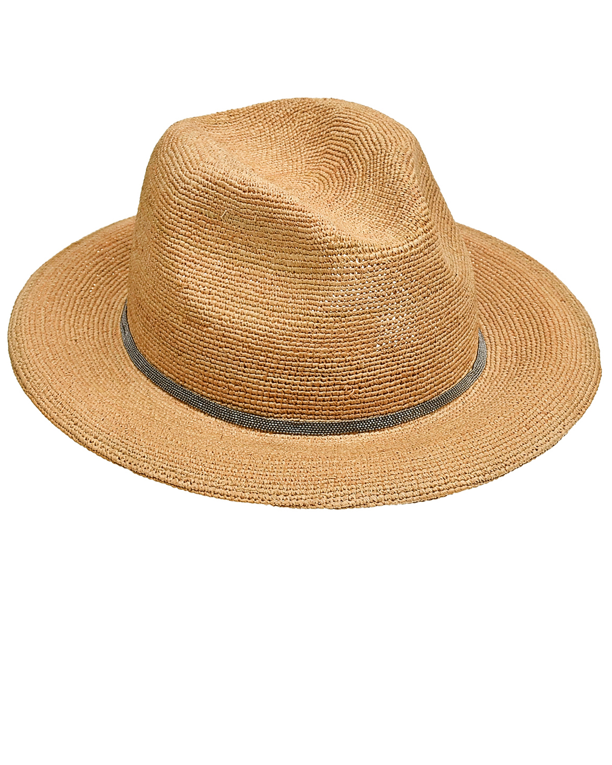 Шляпа с отделкой бисером, коричневая Brunello Cucinelli, размер L, цвет нет цвета