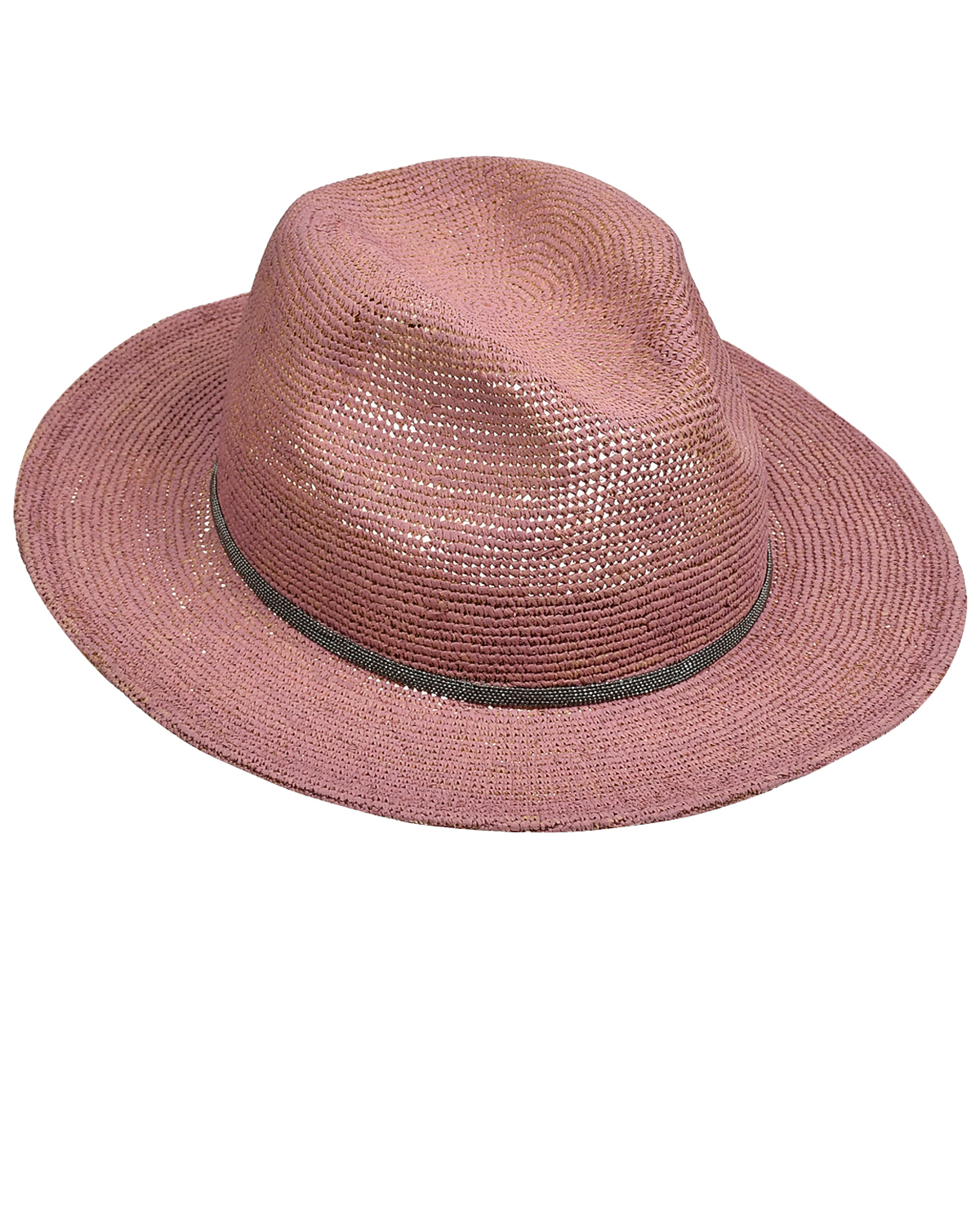 Шляпа с отделкой бисером, розовая Brunello Cucinelli, размер L, цвет нет цвета