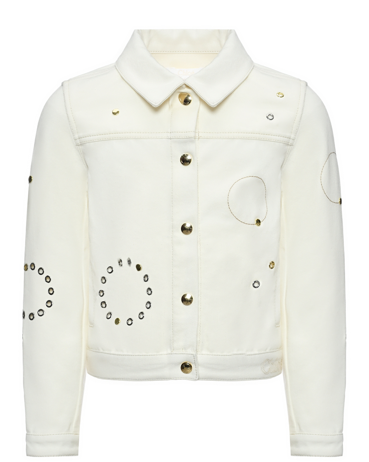 Куртка джинсовая с клепками, белая Chloe, размер 128, цвет нет цвета - фото 1