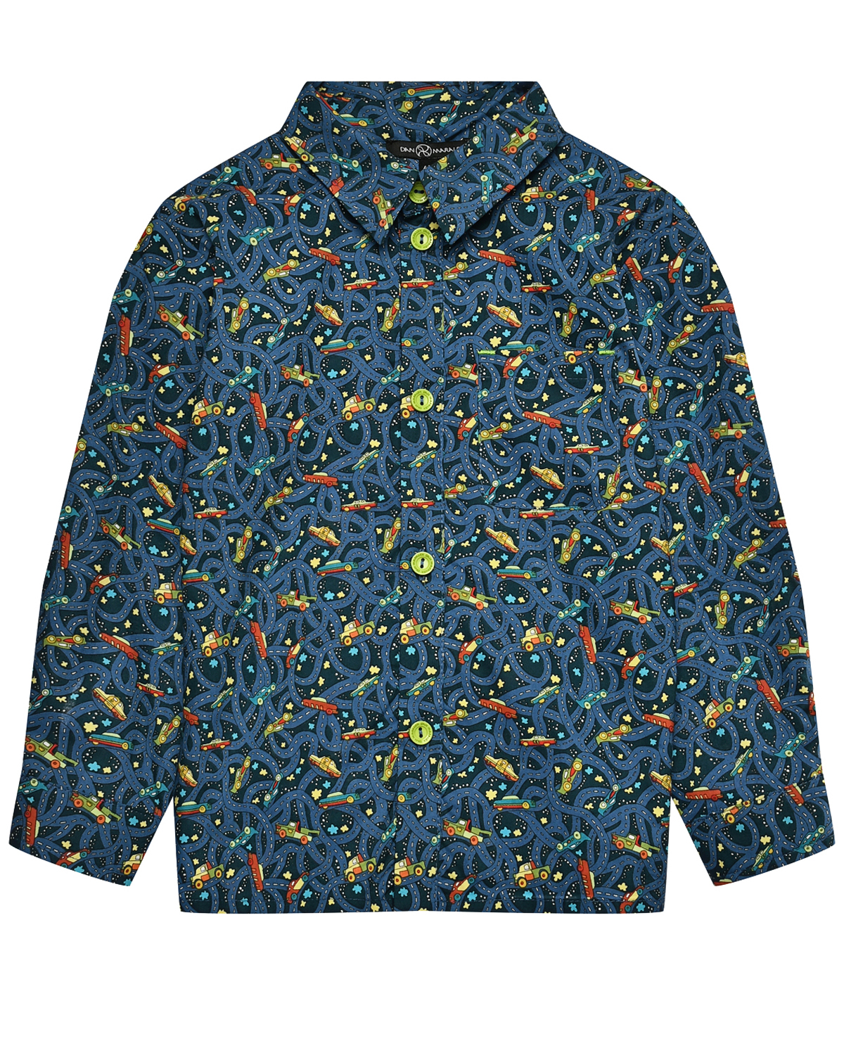 Рубашка со сплошным принтом "машины" Dan Maralex, размер 116, цвет синий - фото 1