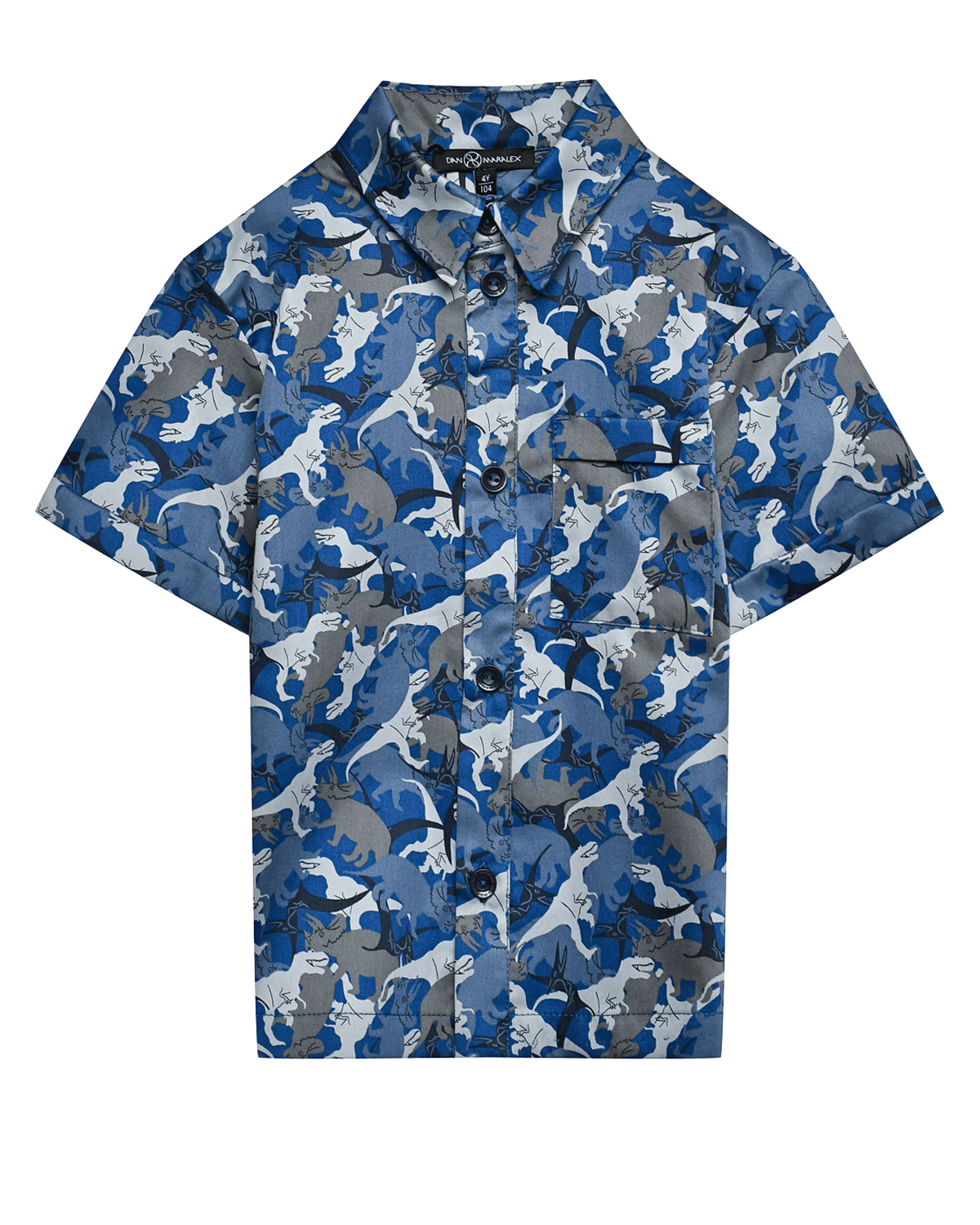 Рубашка с принтом "динозавры" Dan Maralex, размер 116, цвет синий - фото 1