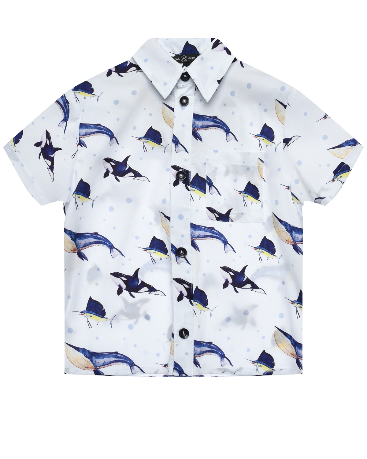 Рубашка с принтом "киты" Dan Maralex, размер 98, цвет мультиколор - фото 1