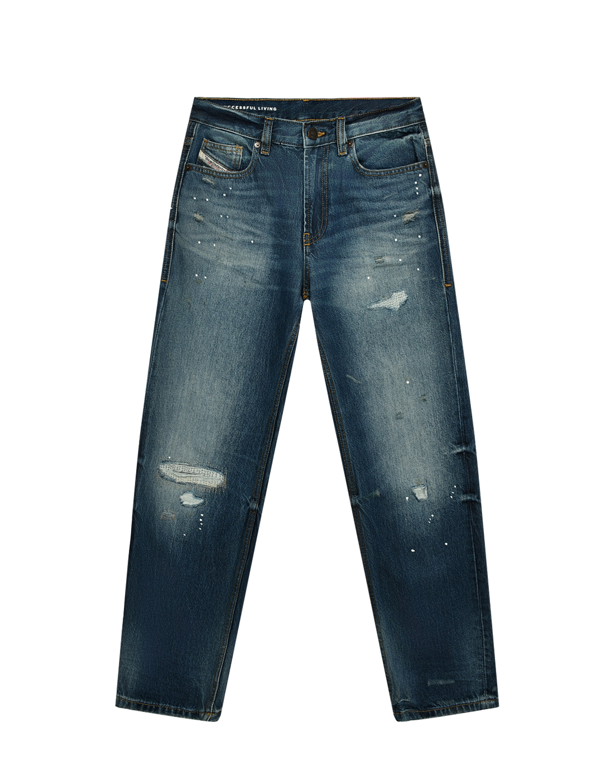 Выбеленные джинсы с разрезами Diesel голубые джинсы клеш diesel