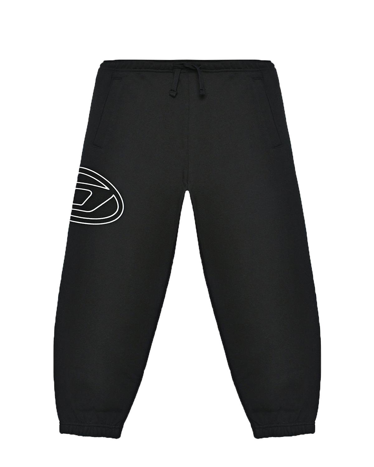 Спортивные брюки с поясом на кулиске, черные Diesel, размер 152, цвет черный