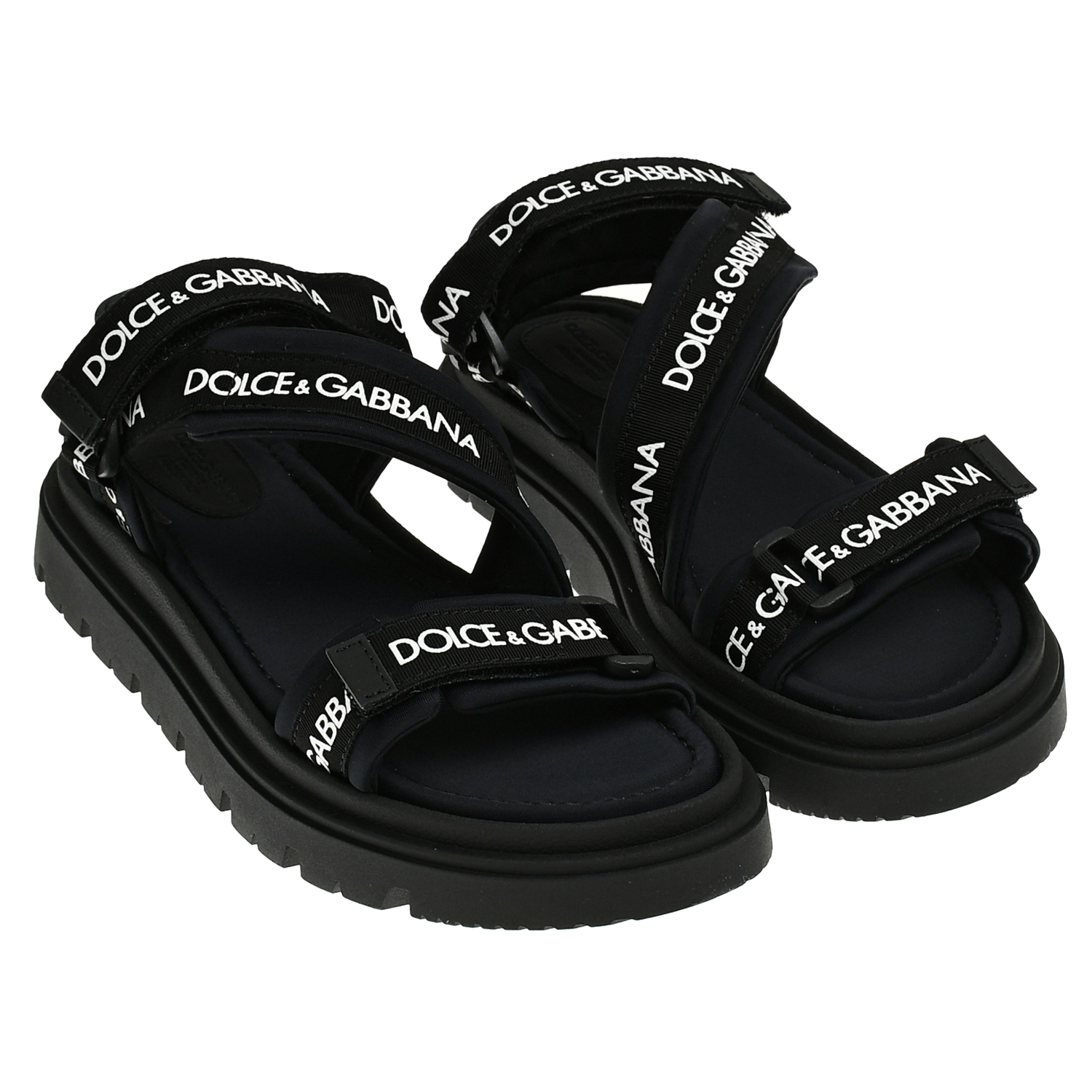 Сандалии черные на липучках с лого Dolce&Gabbana классические черные брюки с лого dolce