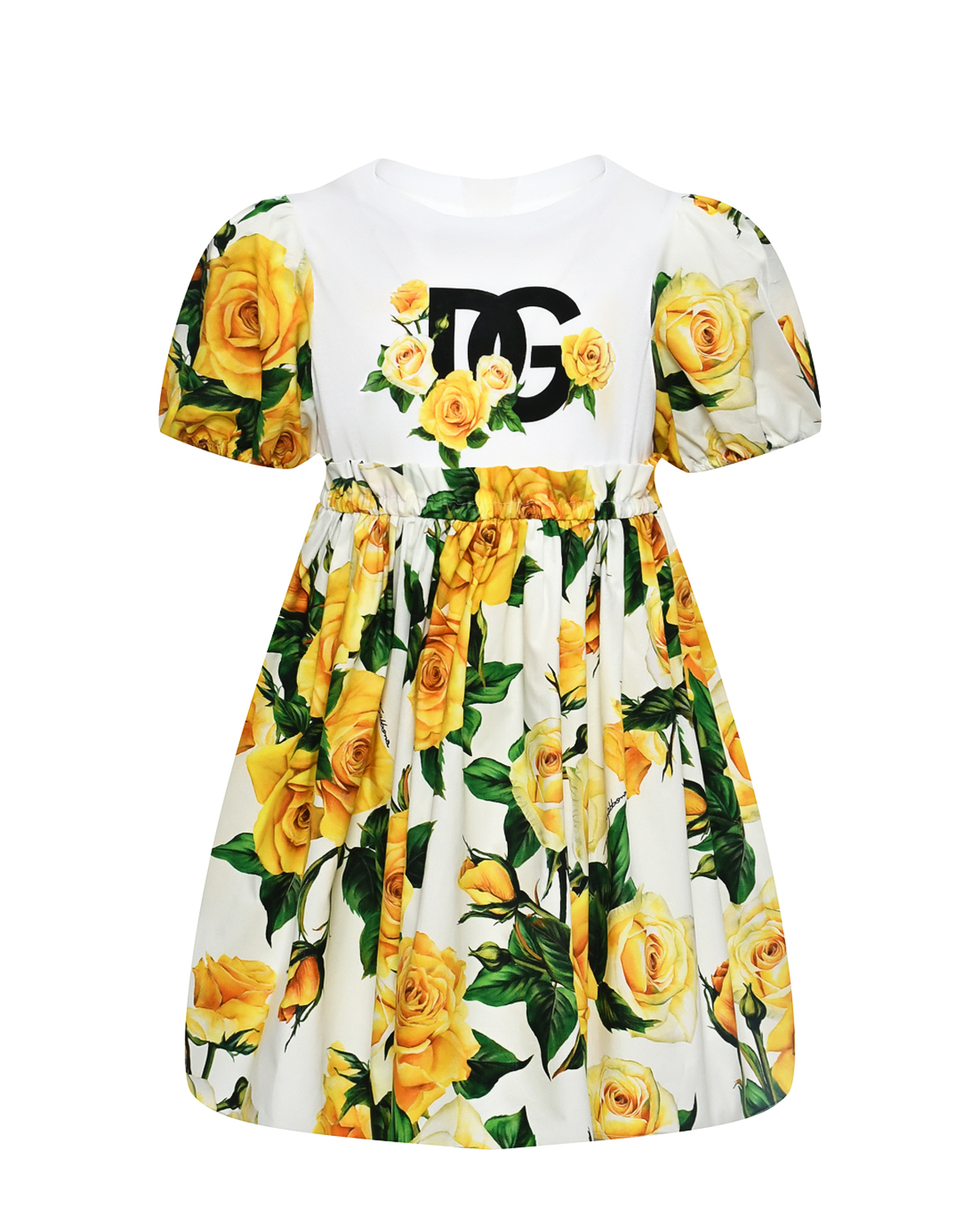 Платье с принтом "желтые розы" Dolce&Gabbana, размер 128, цвет мультиколор