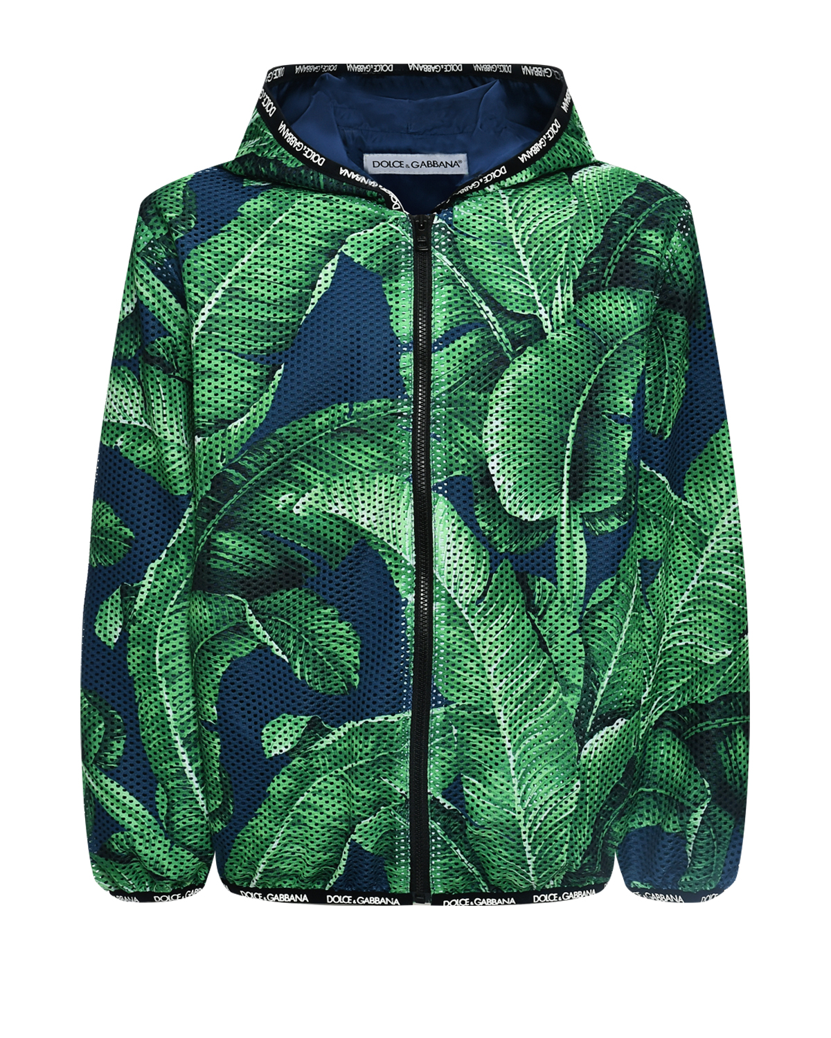Спортивная куртка с принтом "листья" Dolce&Gabbana, размер 128, цвет зеленый