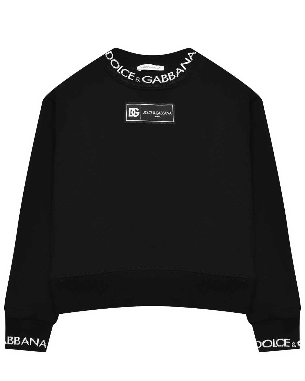 Свитшот с логотипом по горловине, черный Dolce&Gabbana, размер 140