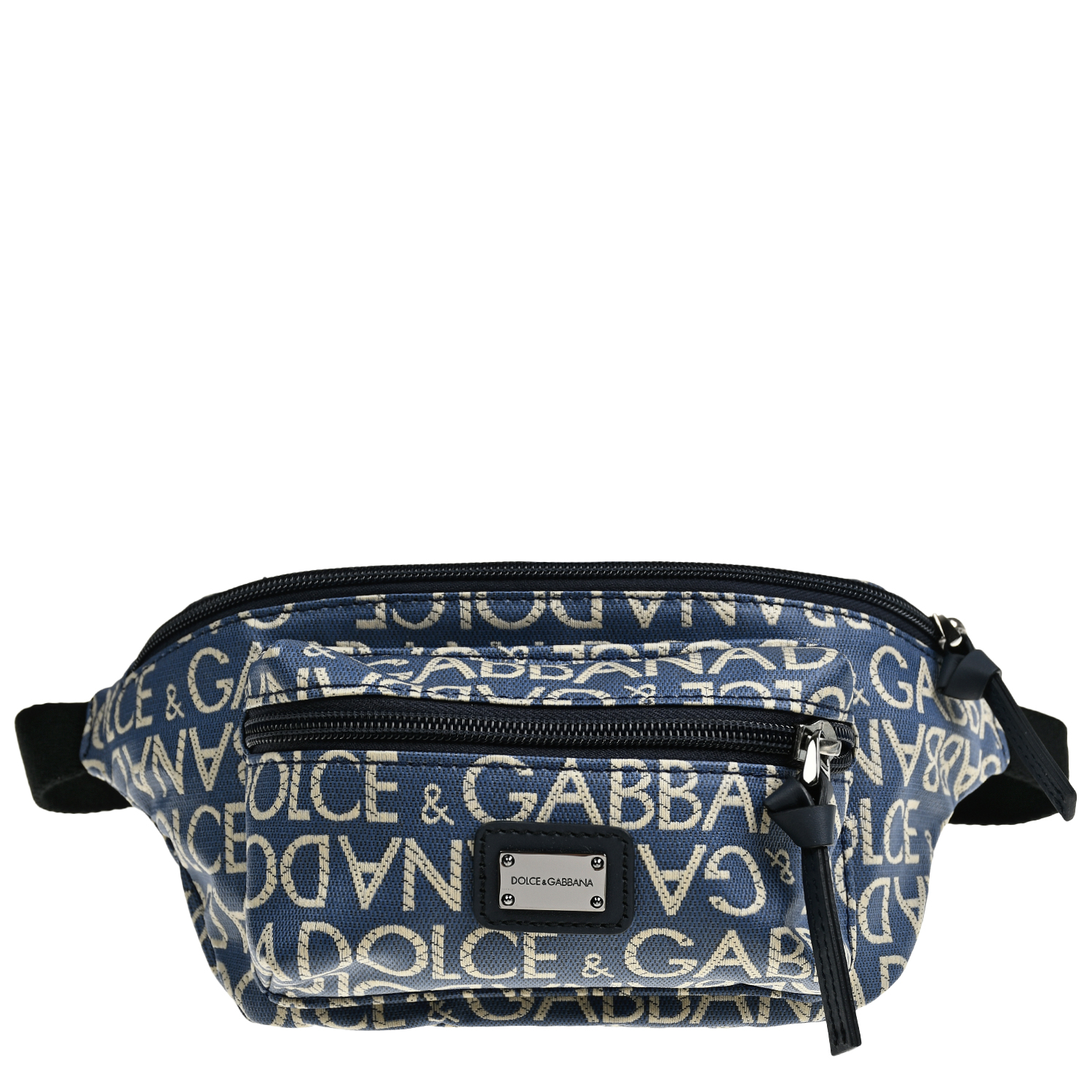 Сумка поясная жаккард сплошной логотип, темно - синяя Dolce&Gabbana, размер unica, цвет синий